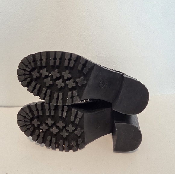 G By Guess Black Lace Up And Zip Stacked Heel Boots Studded Size 7.5 M - Picture 14 of 16